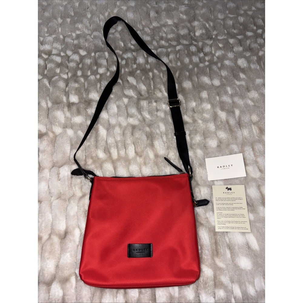 Radley London Red Crossbody Handbag With Black Adjustable Strap